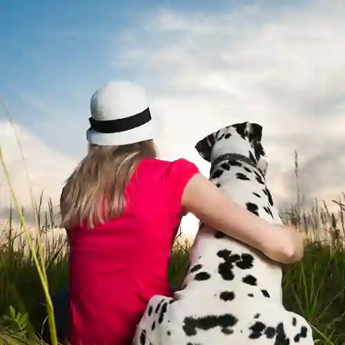 Flicka och hund