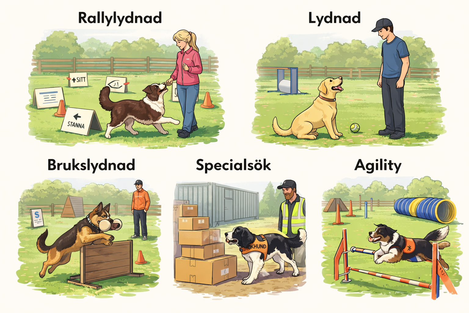 5 små bilder av de aktiviteter som finns på Vadstena BK.