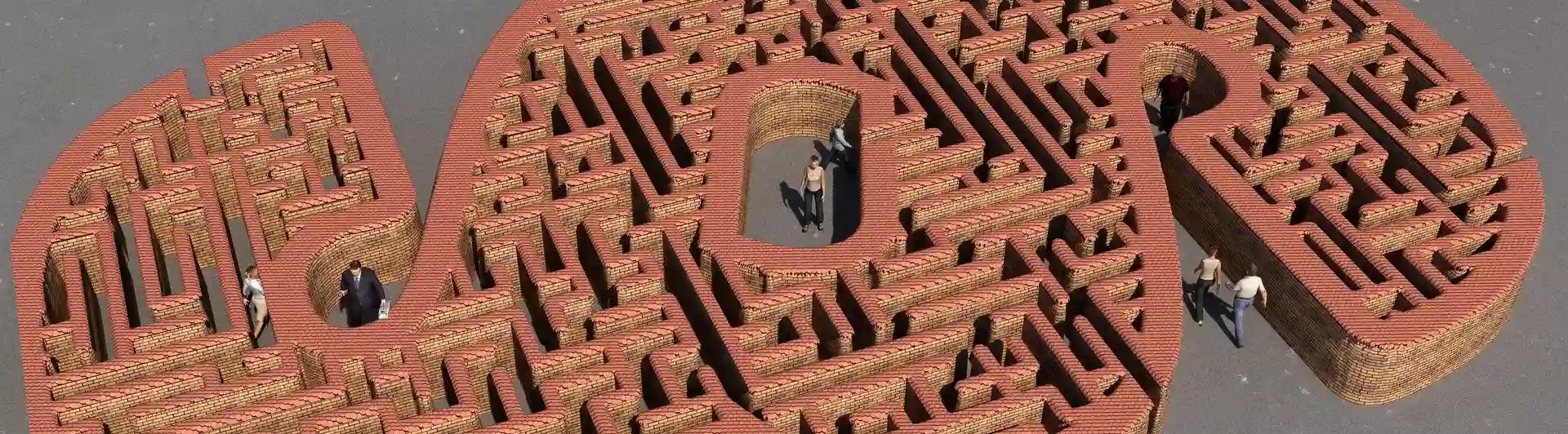 Bild som visar en labyrint formad som en paragraf.
