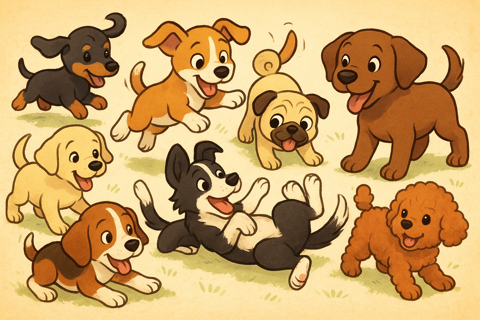 Tecknade hundar fler valpar