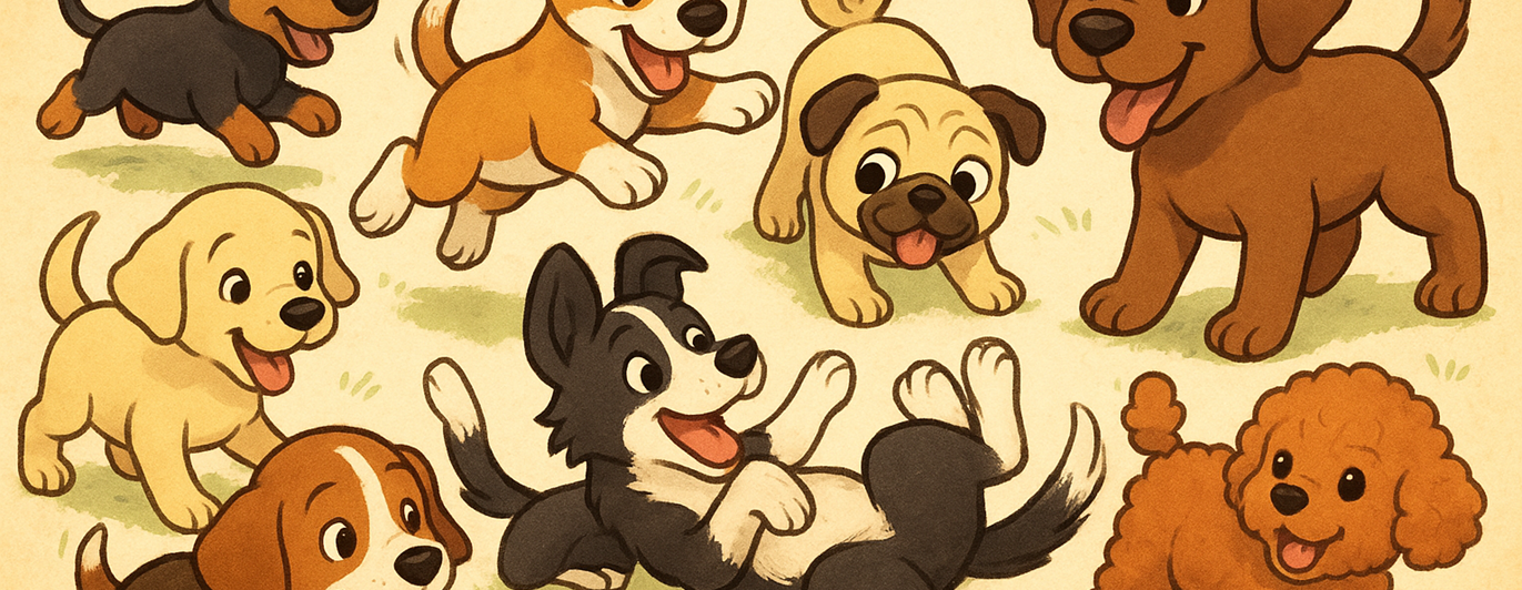 Tecknade hundar fler valpar