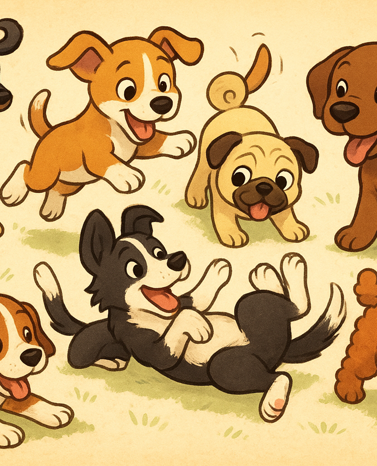 Tecknade hundar fler valpar