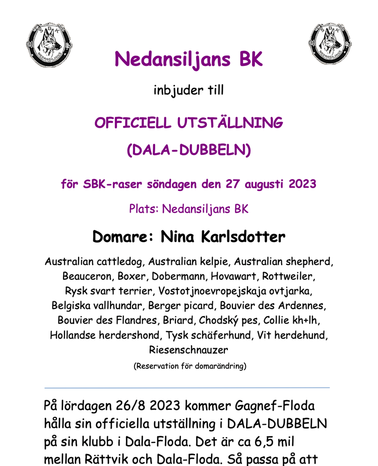 Nedansiljans brukshundsklubb Dala-dubbeln