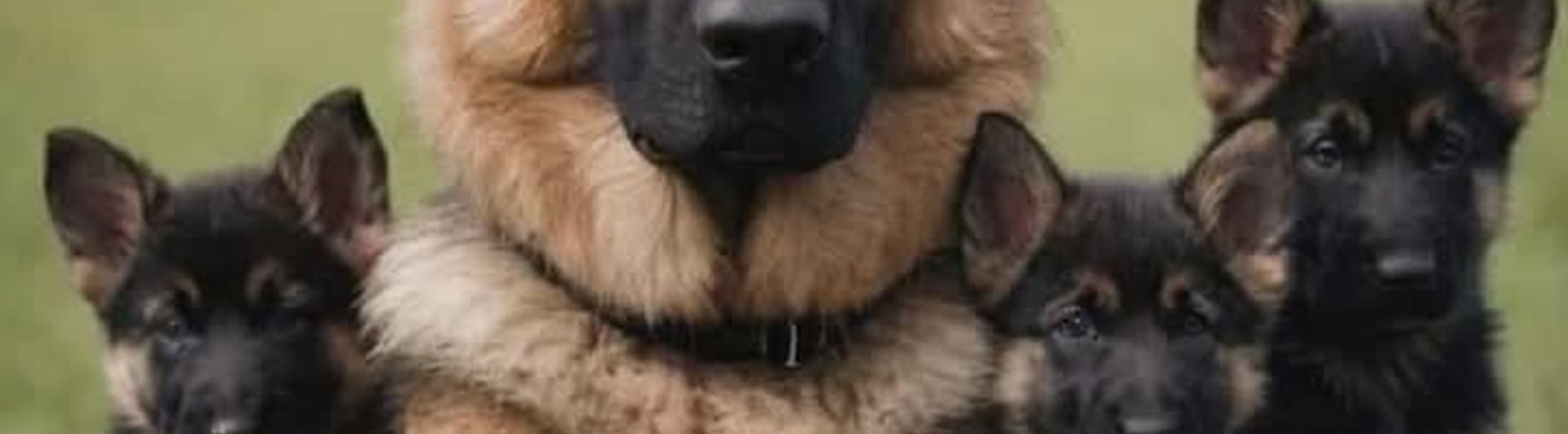 Schäferhund med valpar