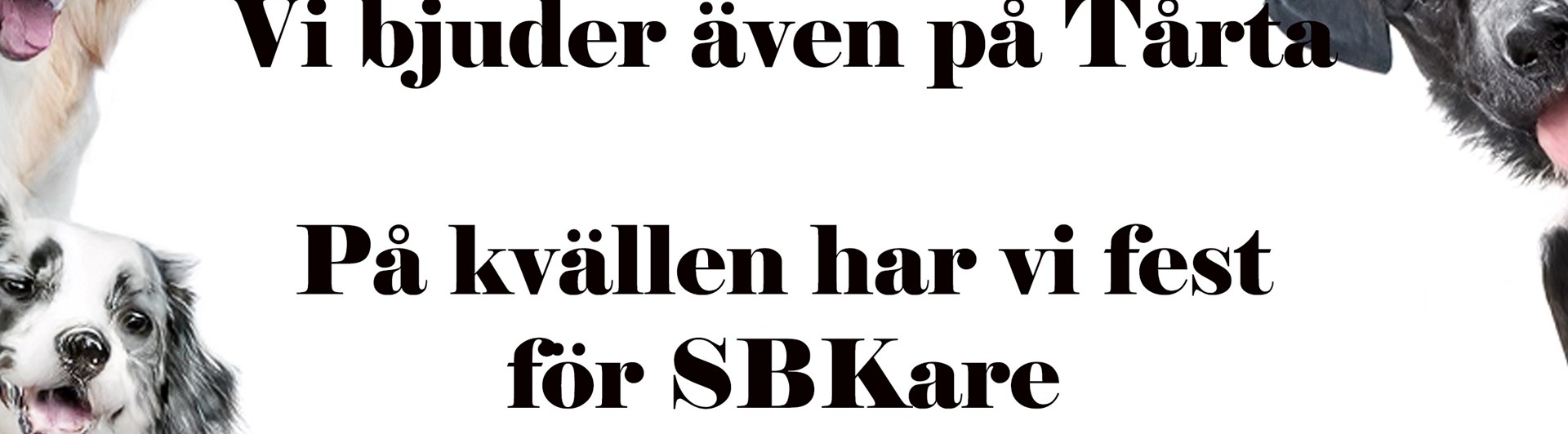 Bild som visar hundar och text med fest på skövde brukshundklubb som firar 80 år