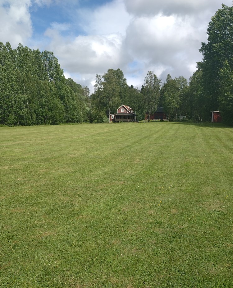 Bild på träningsplan med klubbhuset i bakgrund