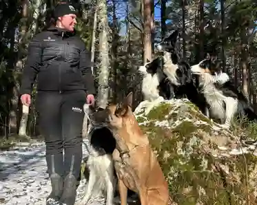 Hanna Högström med sina hundar.