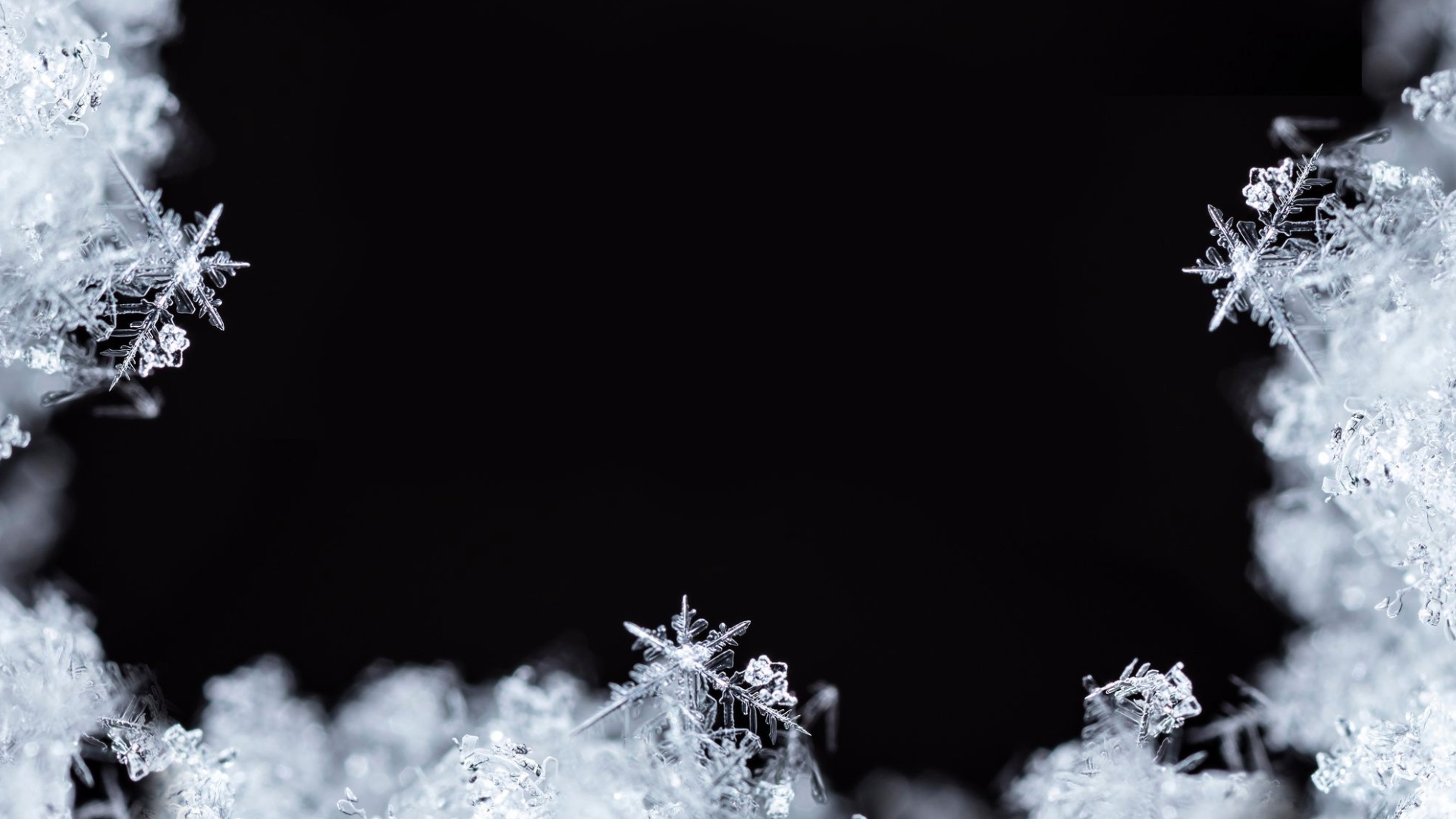 Snö som glittrar mot svart bakgrund