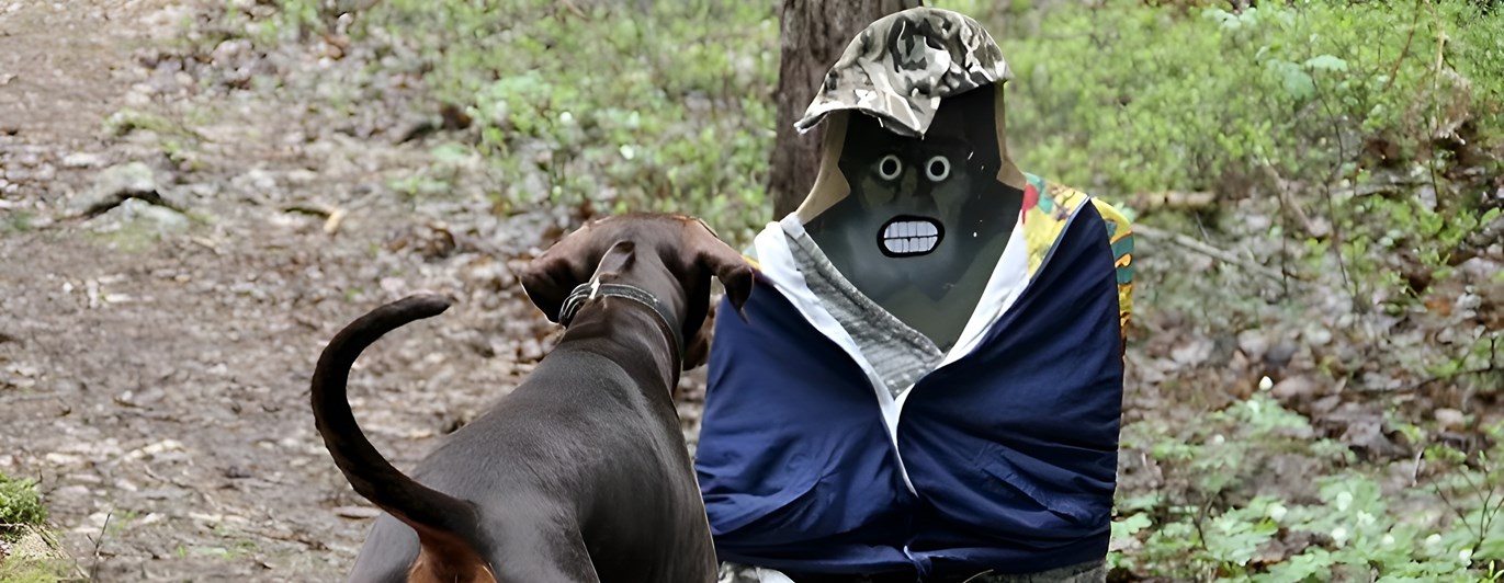 Hund vid "släden" i Mentaltest