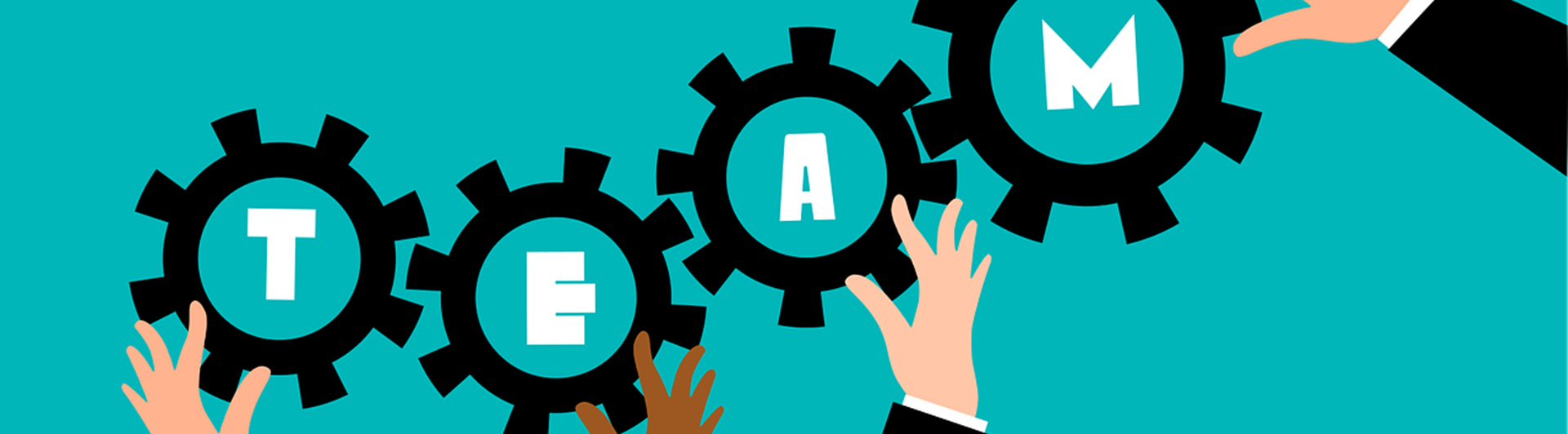 Människor som håller i kugghjul.