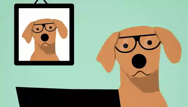 Tecknad hund med glasögon