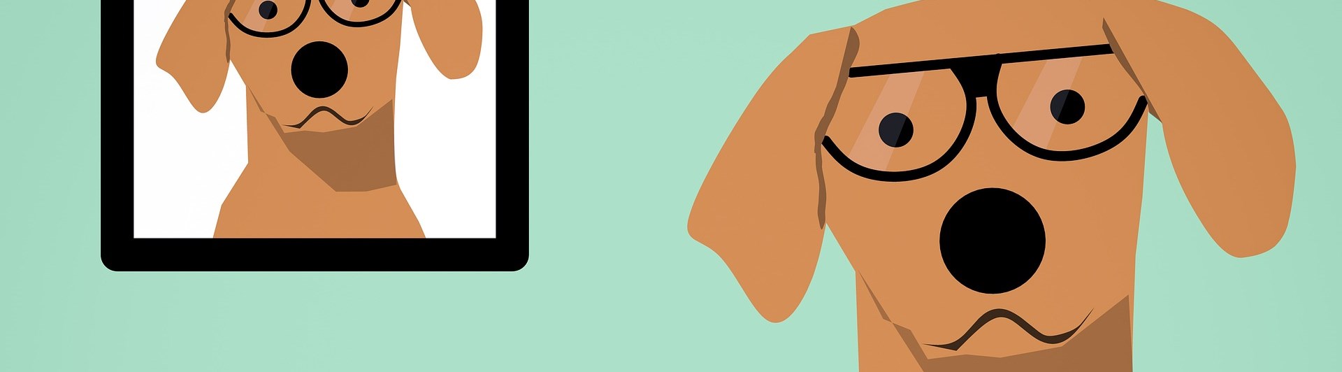 Tecknad hund med glasögon