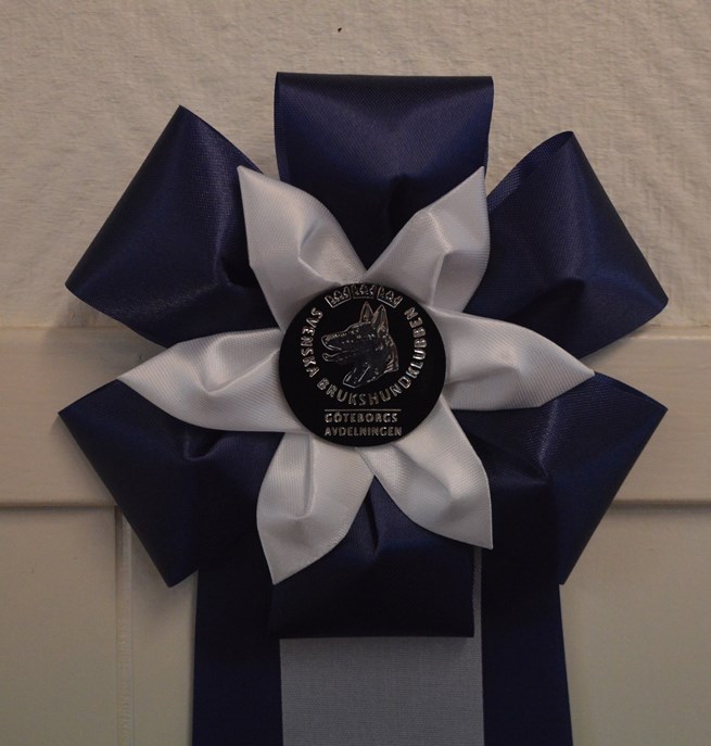 Bild på en blå rosett som tilldelas vinnaren av årets ekipage