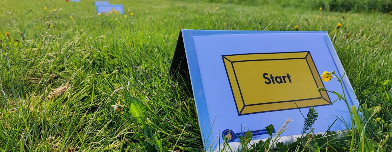 Skylt start Rallylydnadsbana