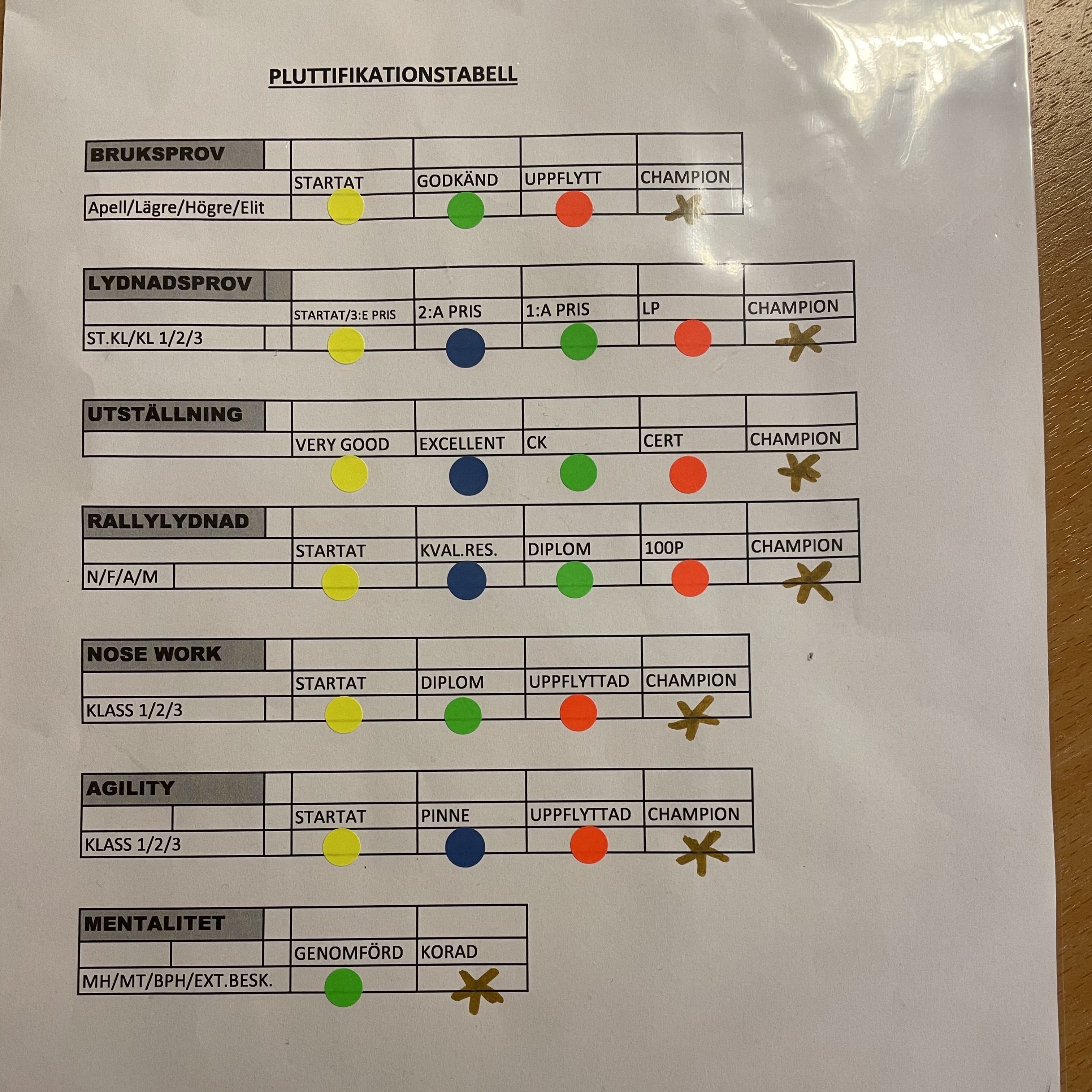 Första delen på pluttifikationstabellen