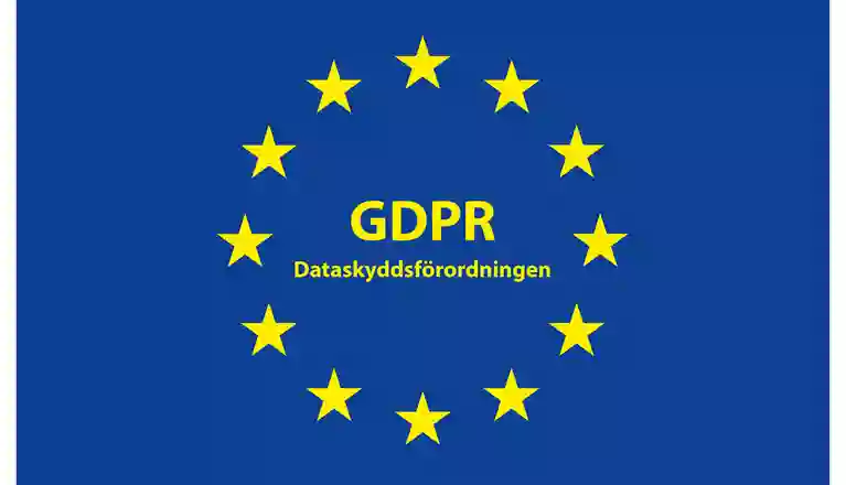 EU-flaggan med texten GDPR - Dataskyddsförordningen