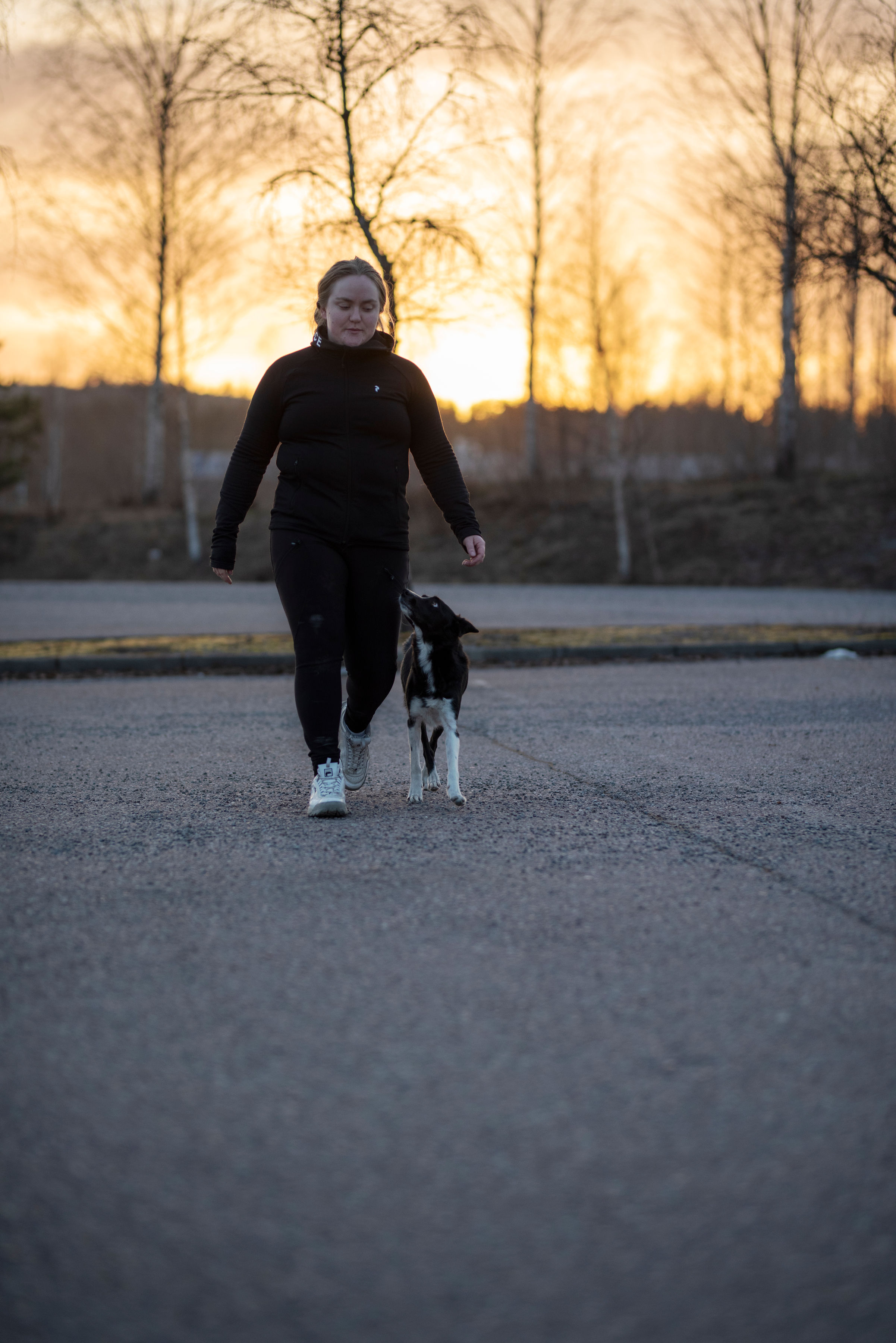Sofia & hunden On tränar fotgående