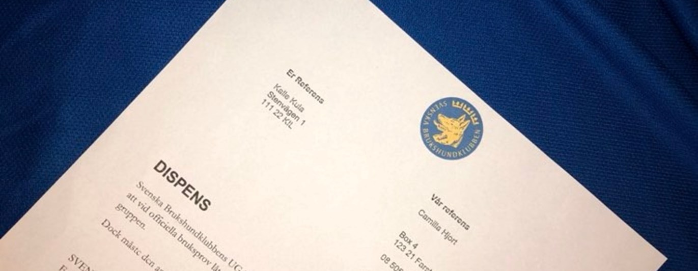 Bild på dispens till tävlande