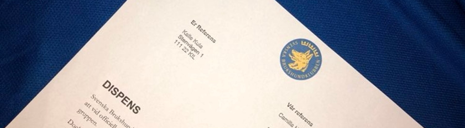 Bild på dispens till tävlande