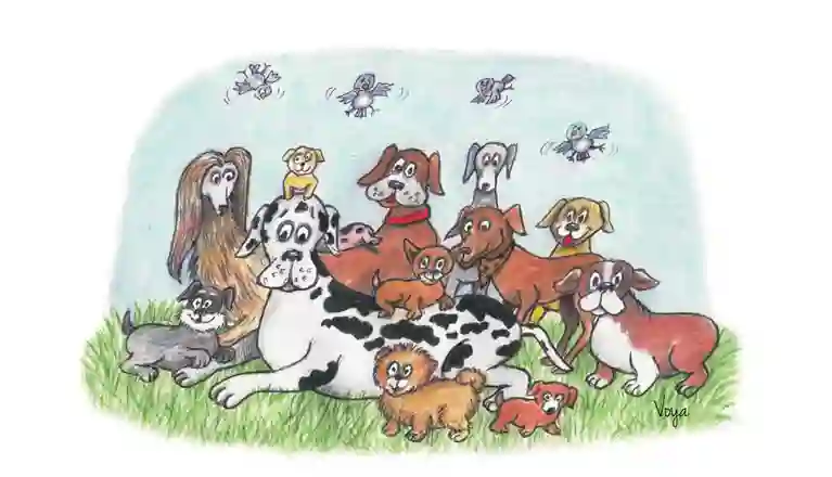 Tecknad bild på hundar