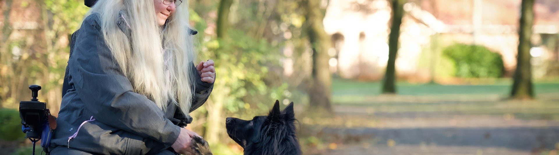 Årets Tjänstehund 2024 är diabeteshunden Gino. På bilden syns han tillsammans med sin matte.