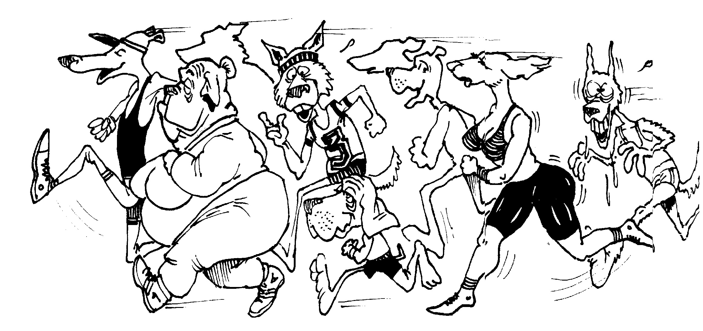 Tecknade hundar på löptur