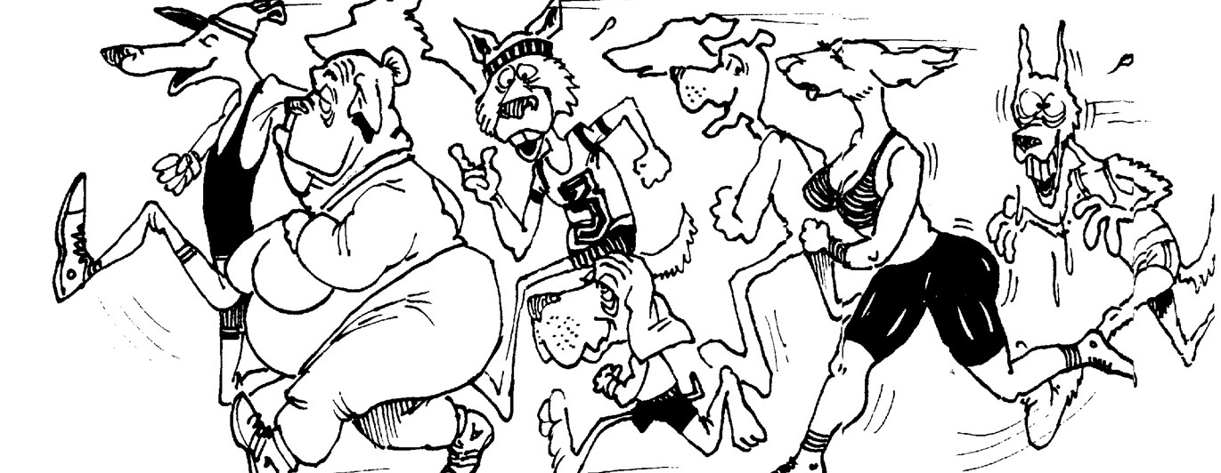 Tecknade hundar på löptur