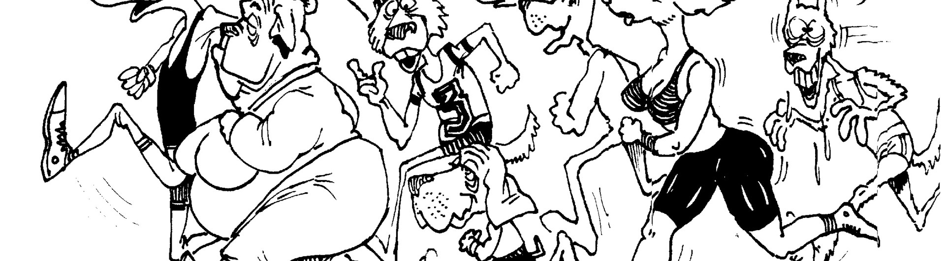 Tecknade hundar på löptur