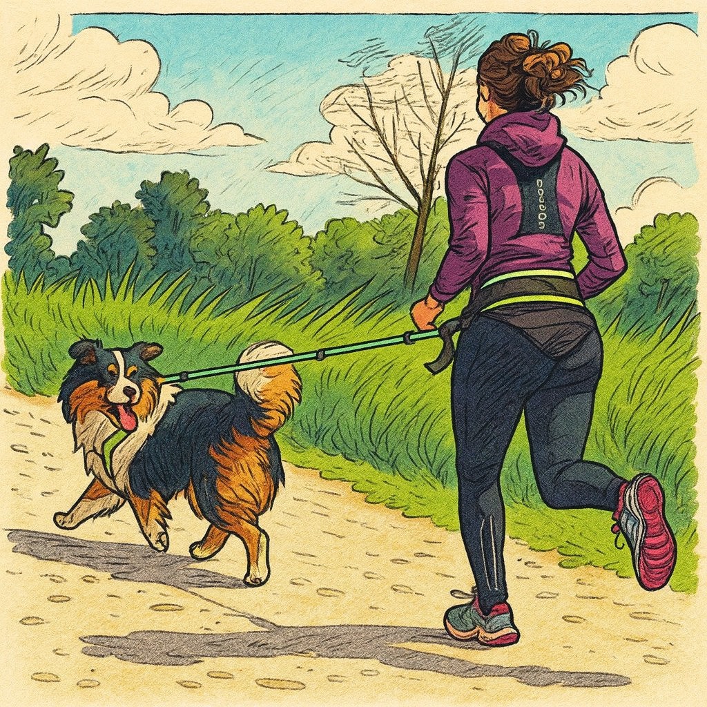 Canicross, en förare springer med sin hund