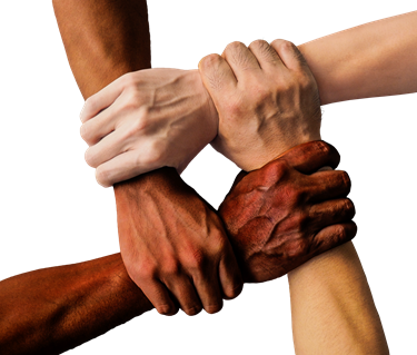 Händer på varandra i en cirkel