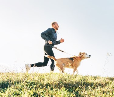 Man och hund springer