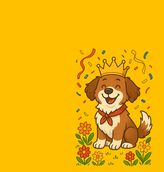 Tecknad hund som blir firad som Årets Hund