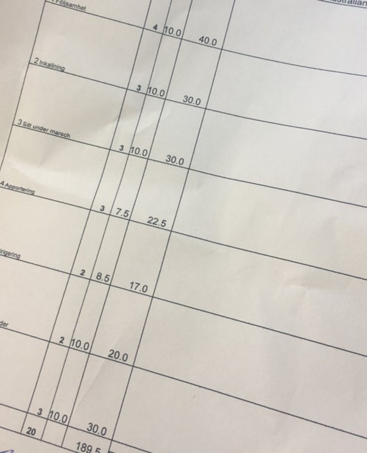 Protokoll tävling lydnad