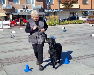 Siv Back och hennes Flatcoated retriever