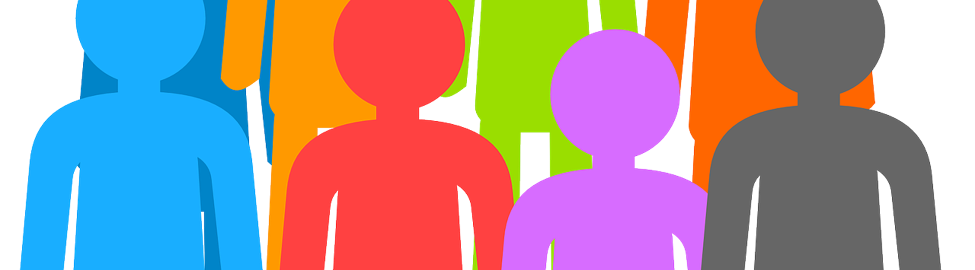 Färgglada tecknade gubbar som står i en ring