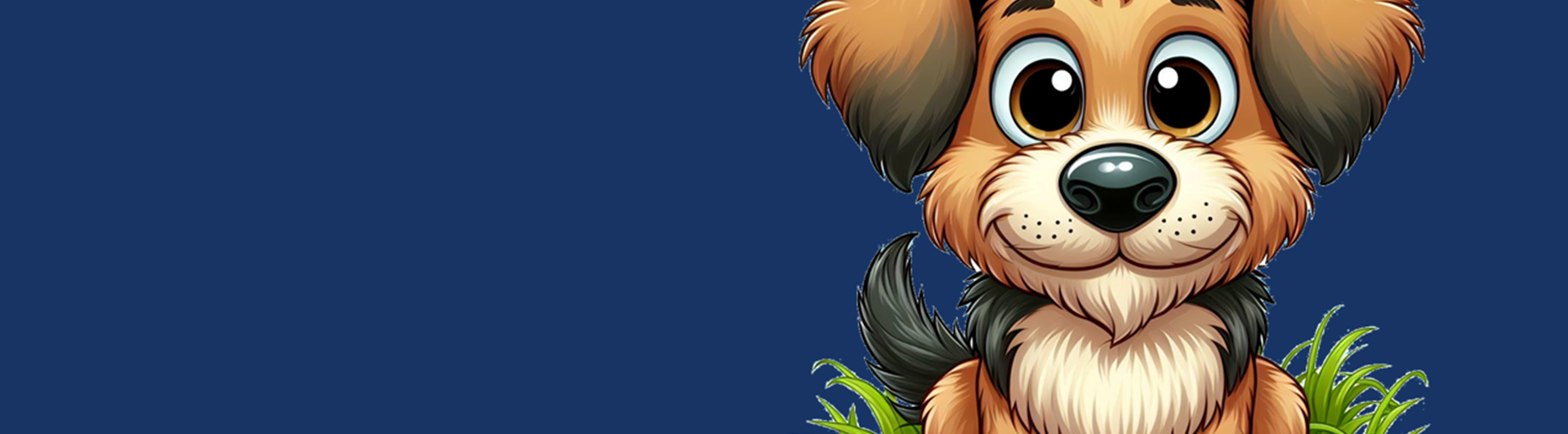 Tecknad hund som tittar in i "kameran"