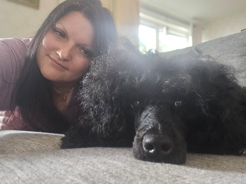 Svart pudel Lizzla med matte