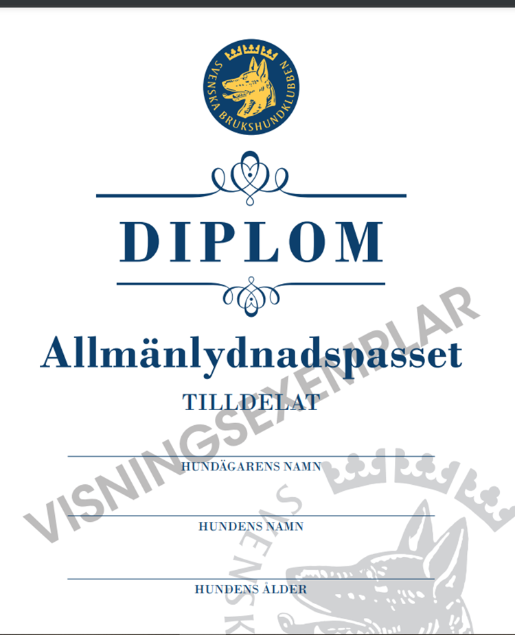 Framsida av allmänlydnadspasset