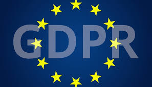 blå bakgrund med texten GDPR och gula stjärnor i en cirkel 