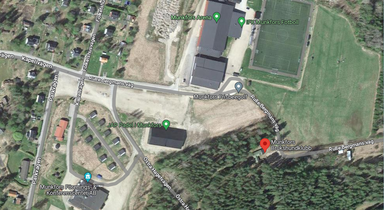 Flygfotokarta från Google Maps, över Munkfors BK