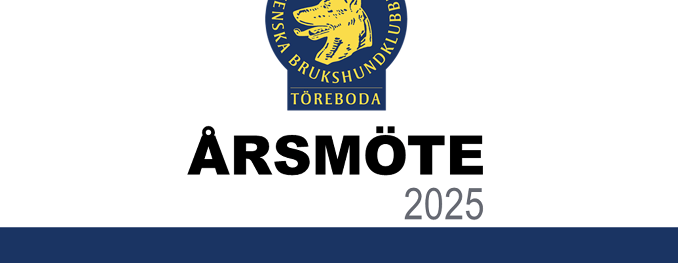 Töreboda Brukshundklubbs logotyp med texten "årsmöte 2025" under