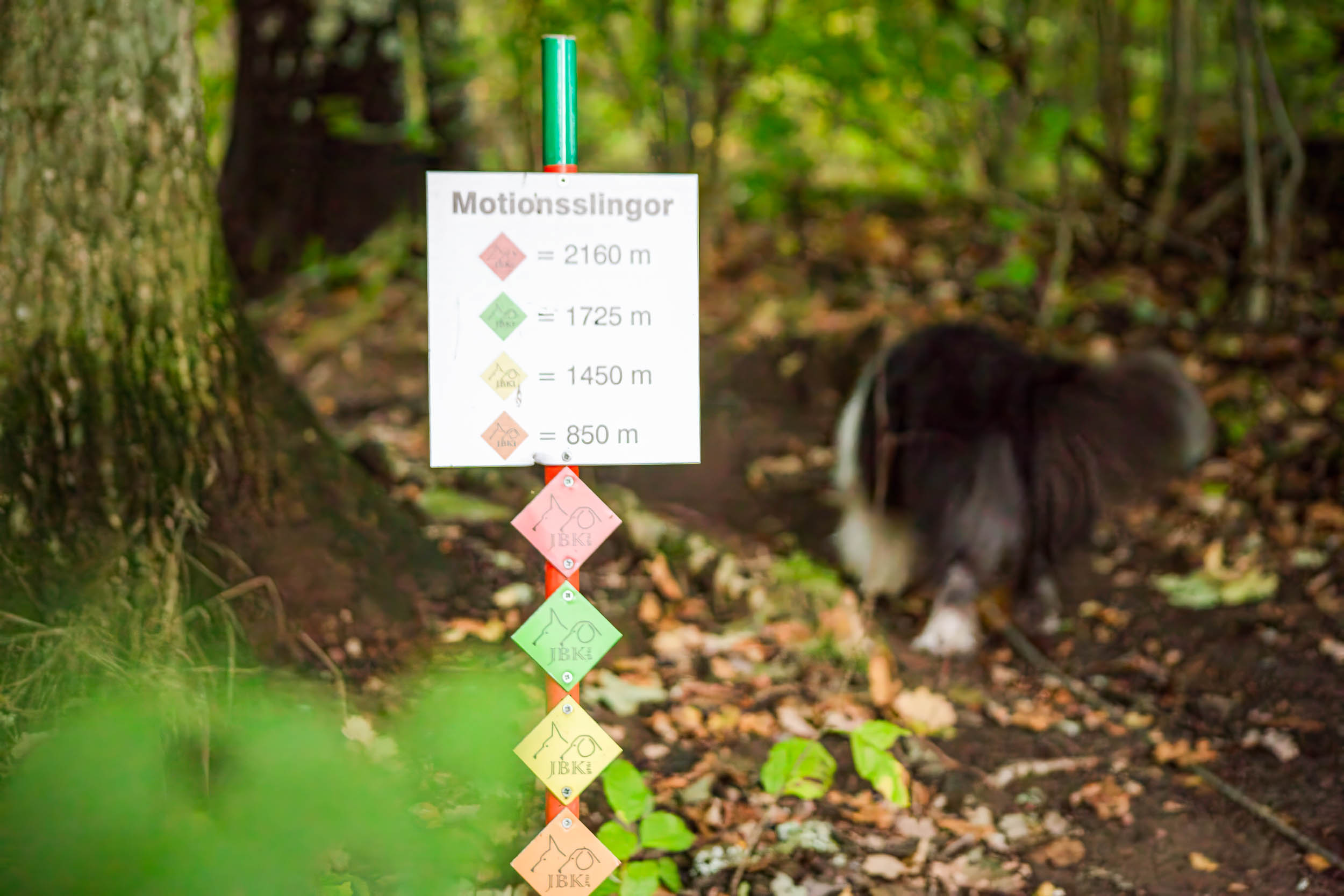 Skylt över motionsslingor