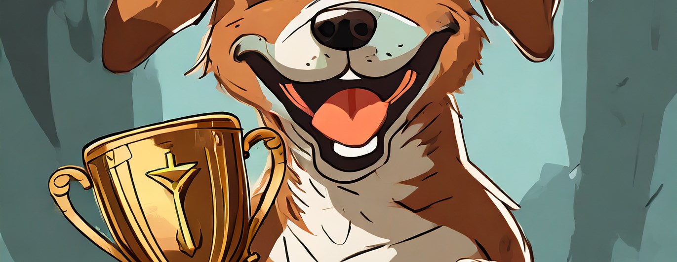 En Hund Som Håller I En Pokal