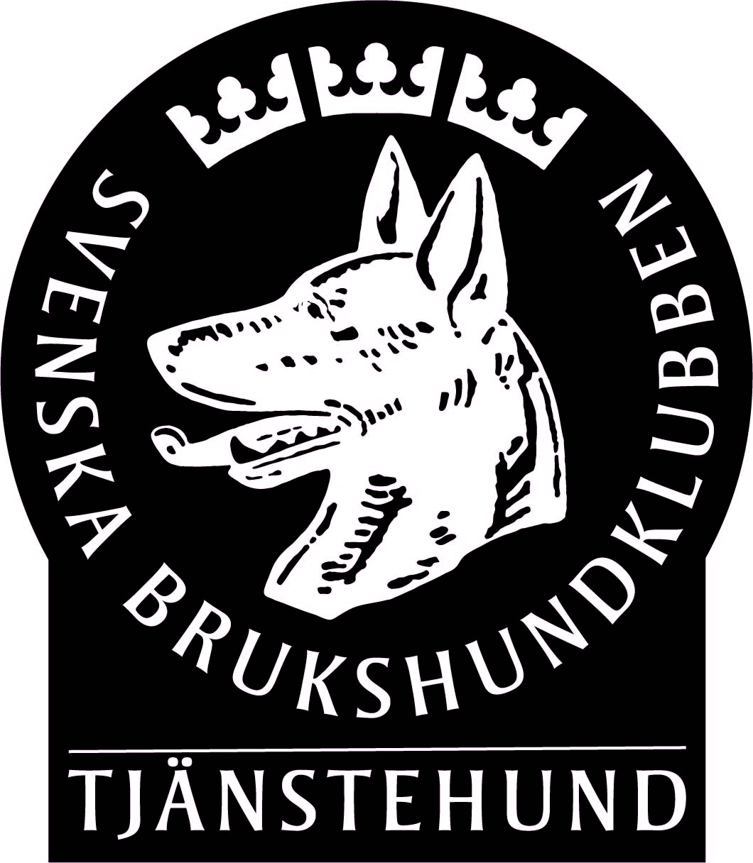 Tjänstehunds logotype, svart/vit
