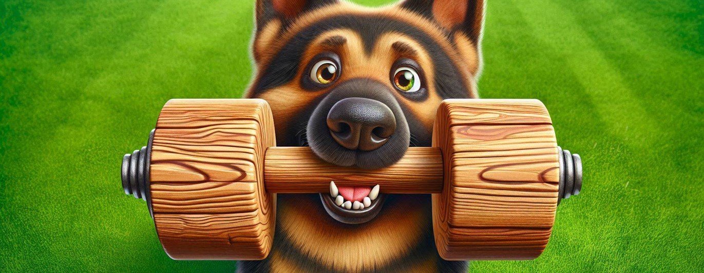 Schäfer som håller en apportbock