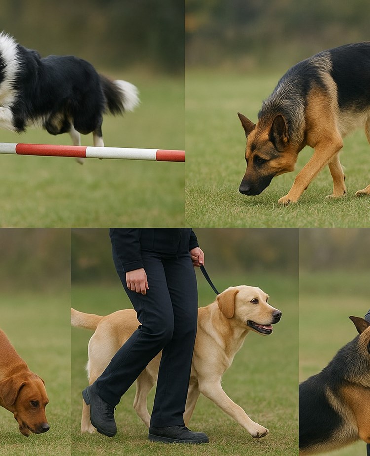 Hundar visar upp olika tävlingsgrenar