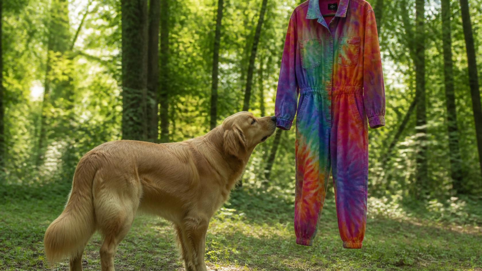 Hund och en overall
