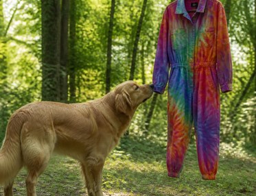 Hund och en overall