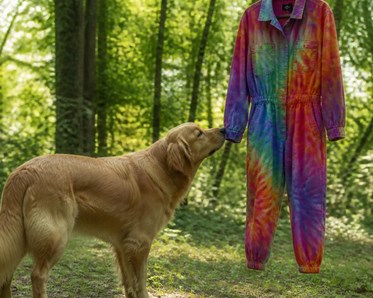 Hund och en overall