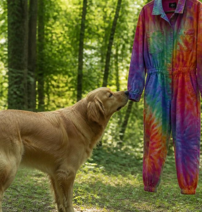 Hund och en overall